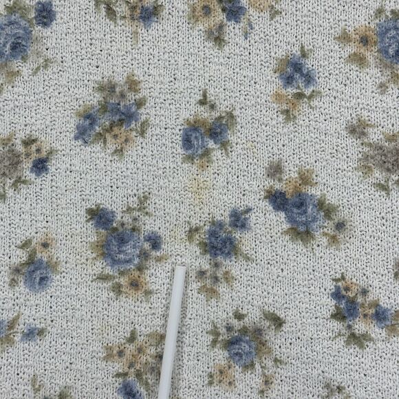 Donnkenny Classics Top Women L White Floral Knit Textured Made in USA i48 - Picture 5 of 14